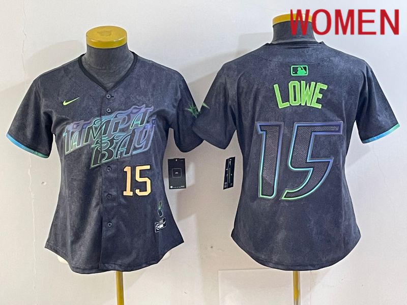 Women Tampa Bay Rays #15 Lowe Black City Edition Nike 2024 MLB Jersey style 2->women mlb jersey->Women Jersey